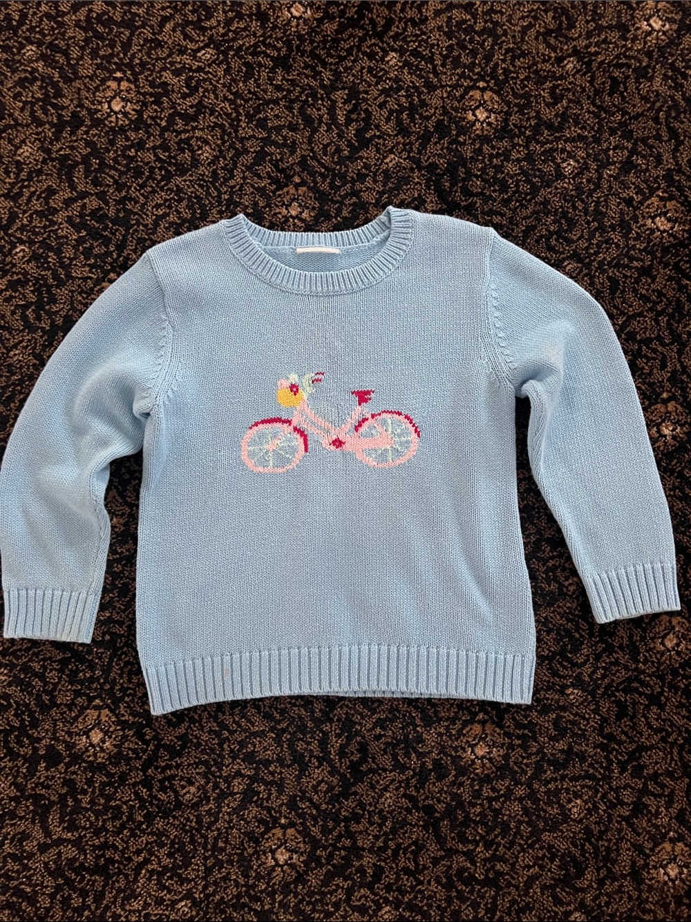 Little English Light Blue Sweater with Pink Bicycle